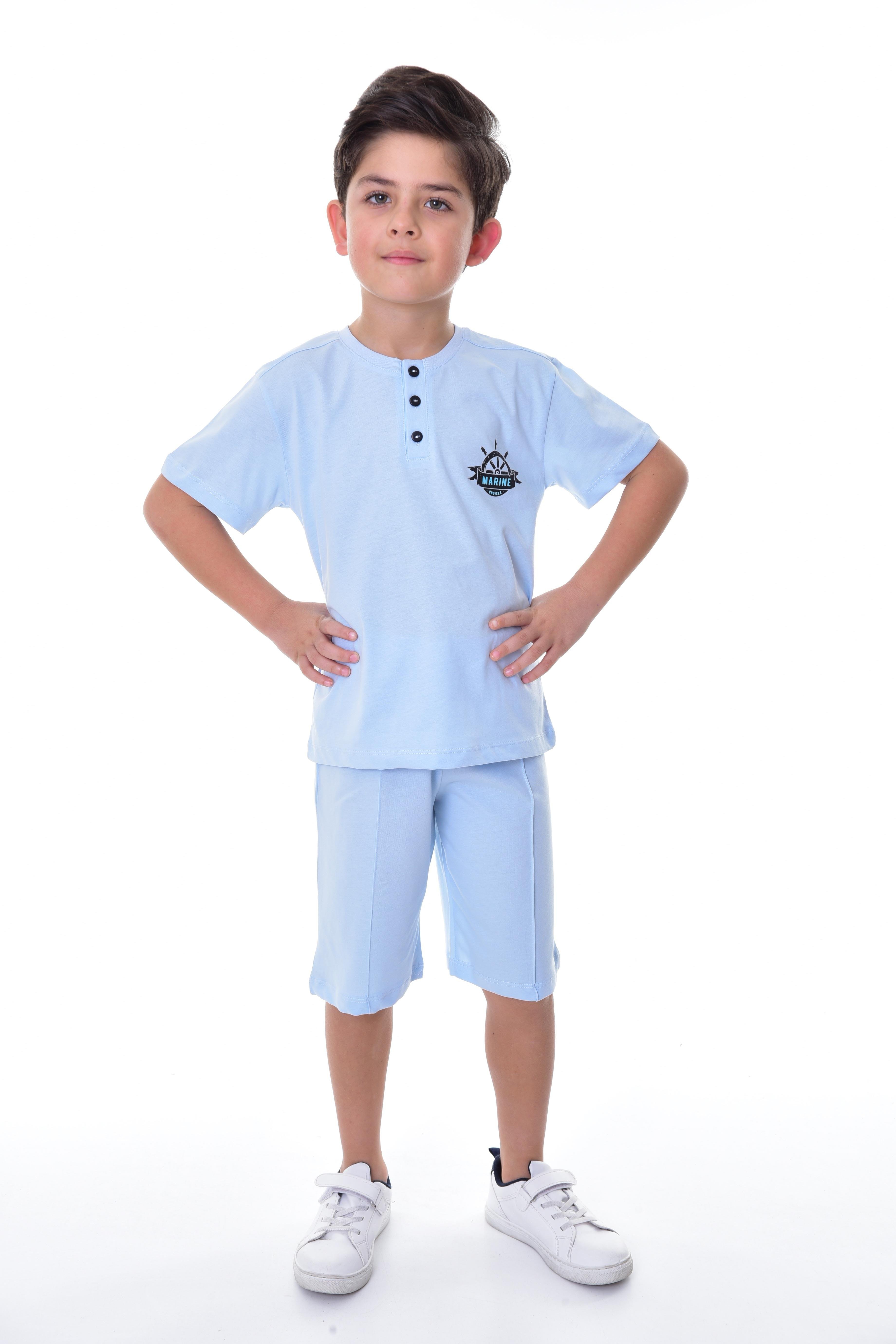 3-12 YAŞ ERKEK ÇOCUK MARİNE SÜPREM ŞORTLU PİJAMA TAKIM