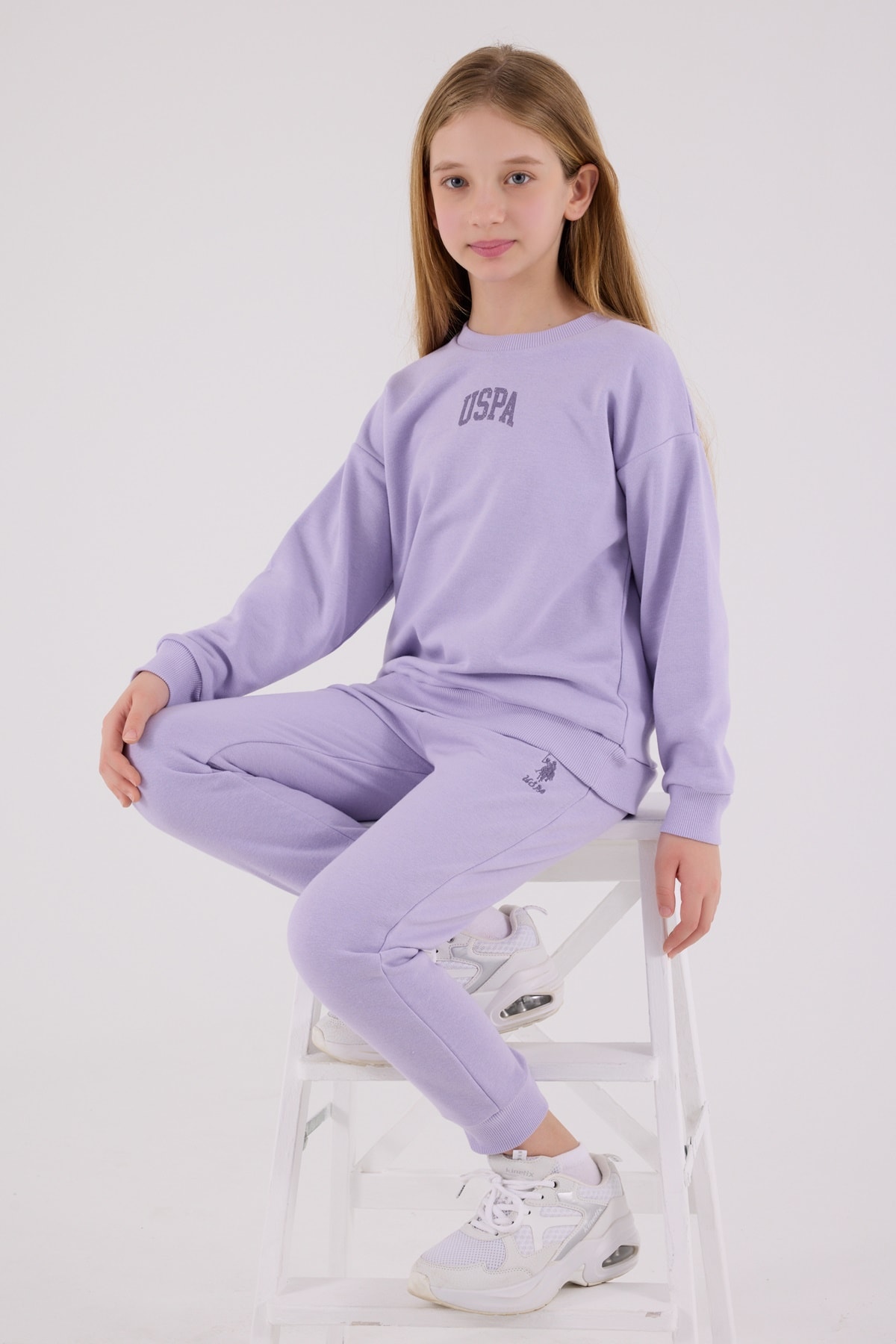 4-8 Yaş Kız Çocuk US Polo Assn Lisanslı Lila Eşofman Takımı