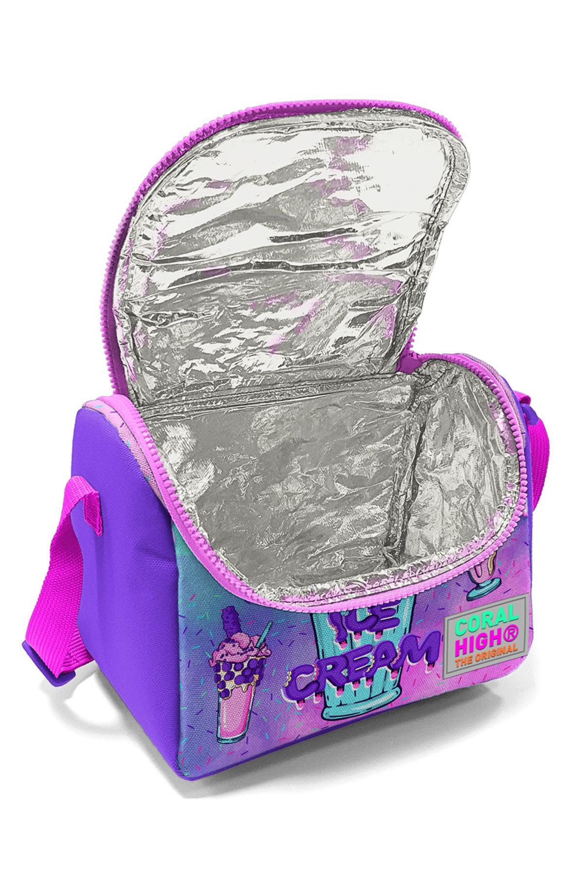 Coral High Kids Pembe Mor Milkshake Dondurma Desenli Thermo Beslenme Çantası