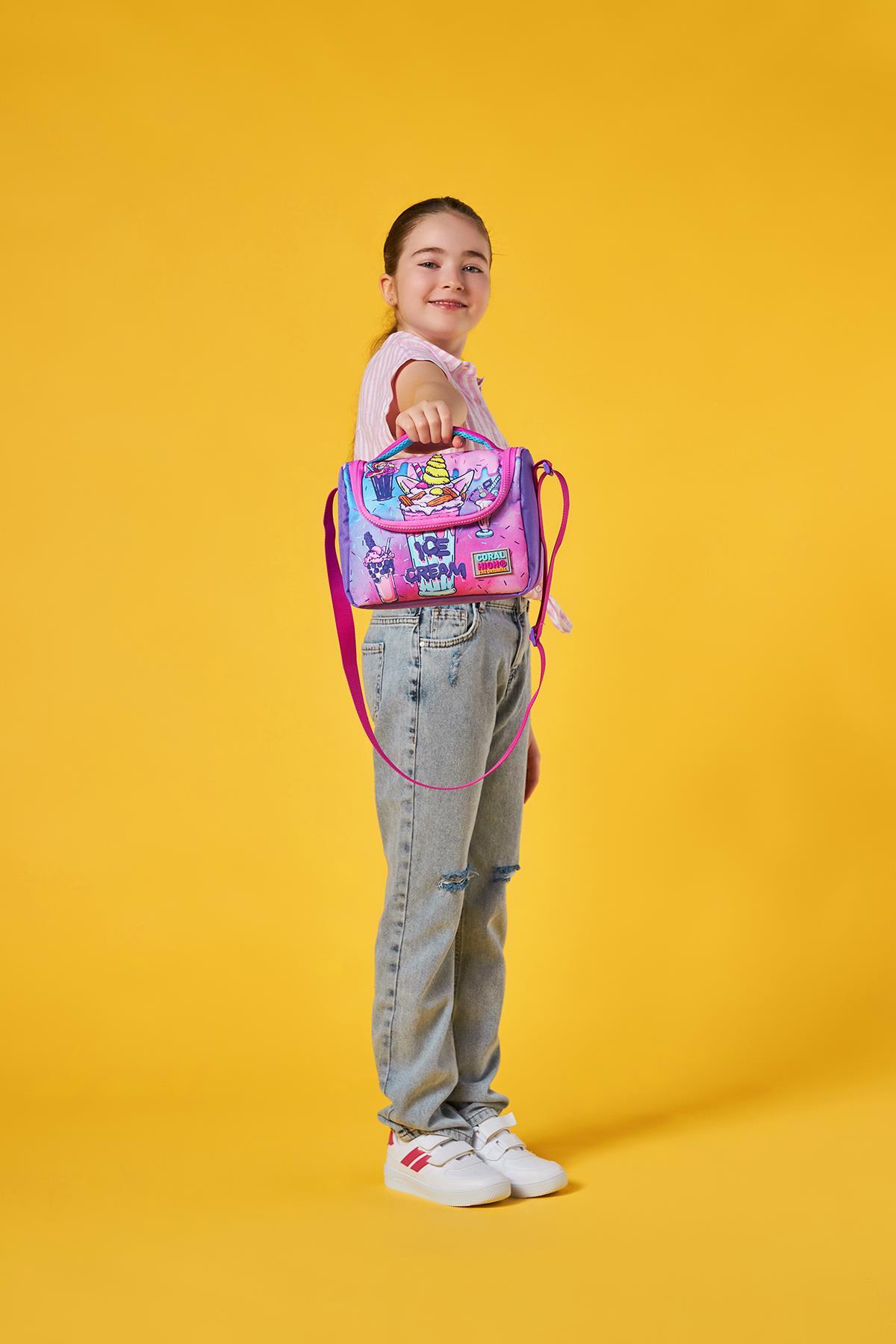 Coral High Kids Pembe Mor Milkshake Dondurma Desenli Thermo Beslenme Çantası