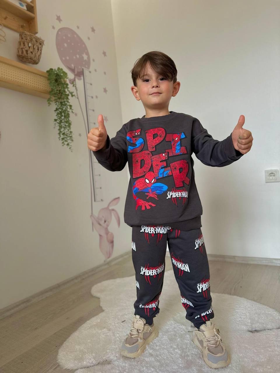 3-10 Yaş Spiderman Baskılı Çocuk Eşofman Takımı – Siyah