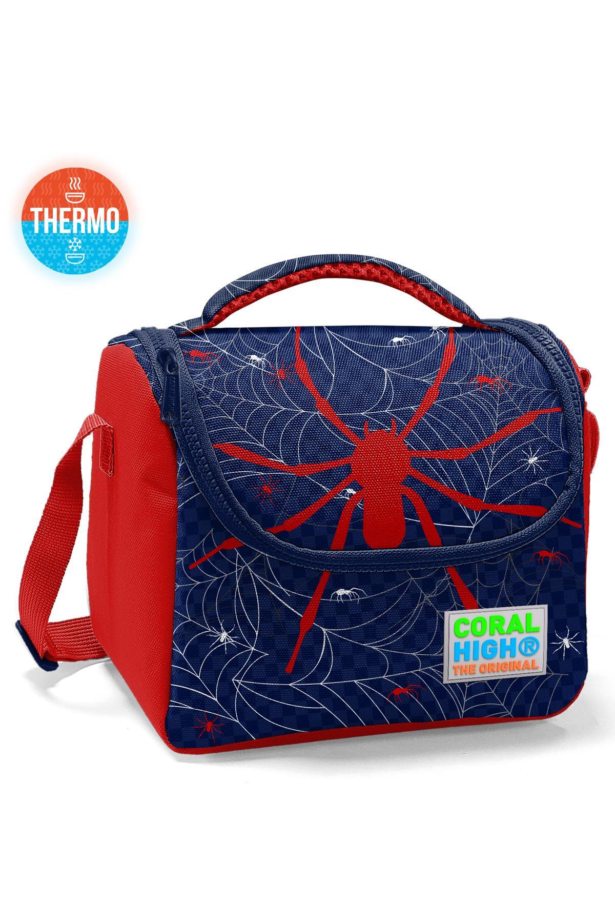 Coral High Kids Lacivert Kırmızı Örümcek Desenli Thermo Beslenme Çantası