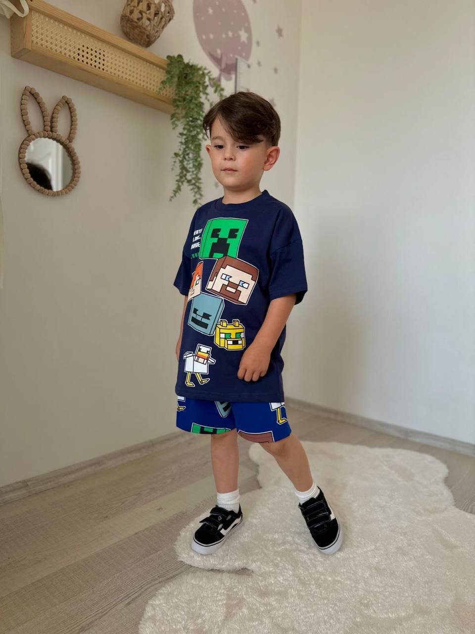 3-10 YAŞ ERKEK ÇOCUK MINECRAFT CREATE ŞORT TAKIM