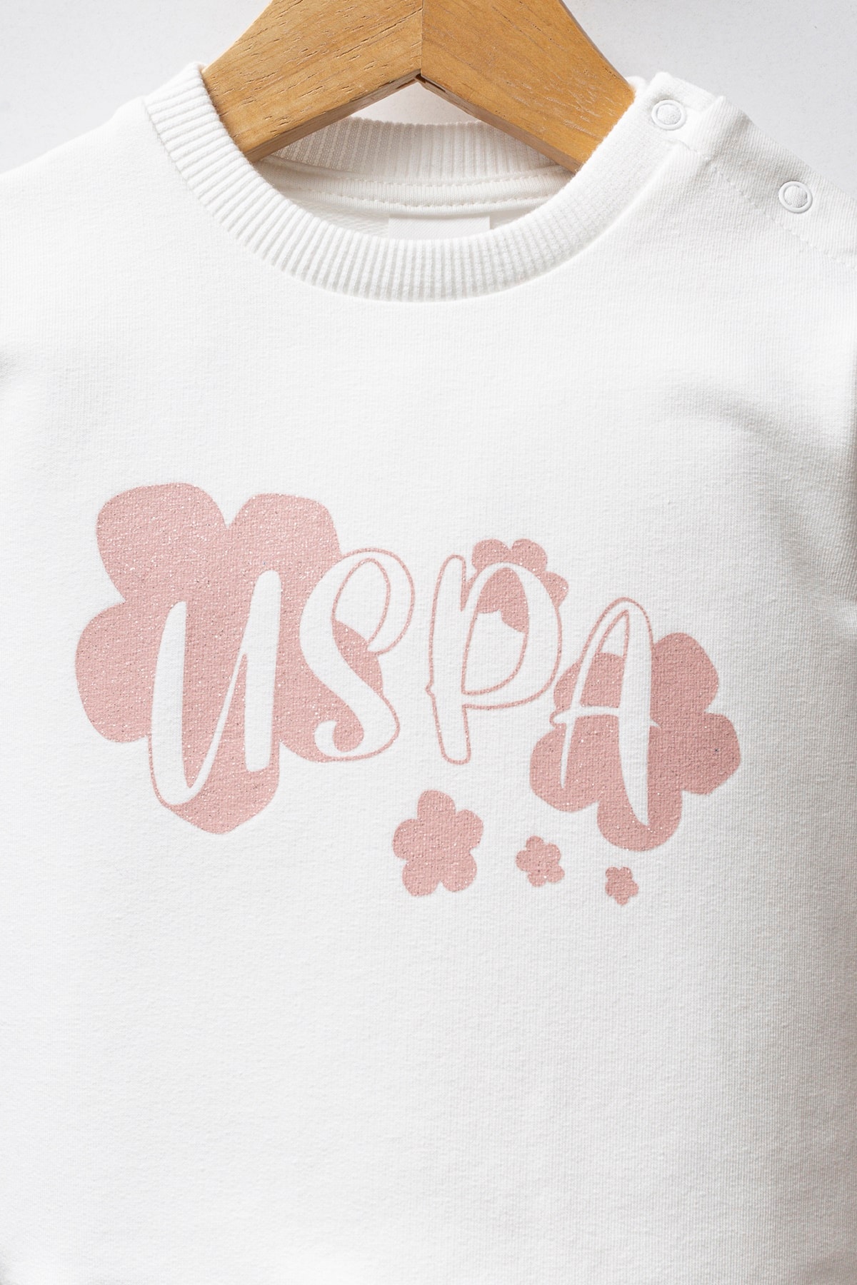 6-36 Ay Kız Bebek US Polo Assn Lisanslı Beyaz-Pembe 2’li Takım
