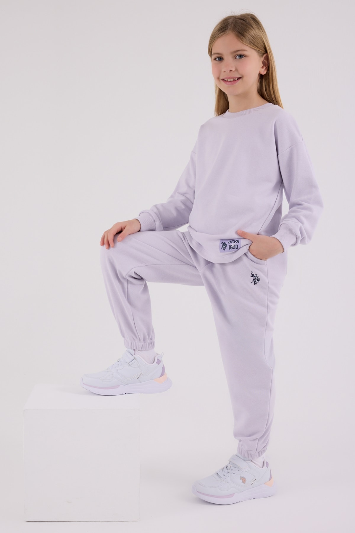 9-15 Yaş Kız Çocuk US Polo Assn Lisanslı Lila Rengi Eşofman Takımı