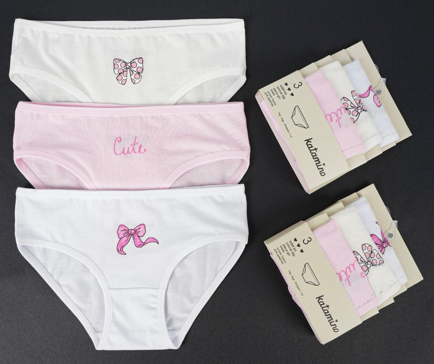 3-10 Yaş Kız Çocuk Glam 3'Lü Slip Set