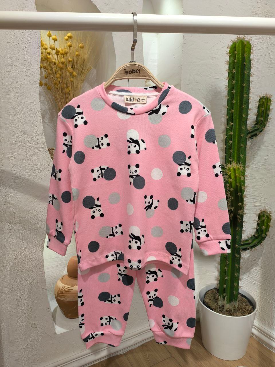 3-13 Yaş Kız Çocuk Panda Desenli Pijama Takımı