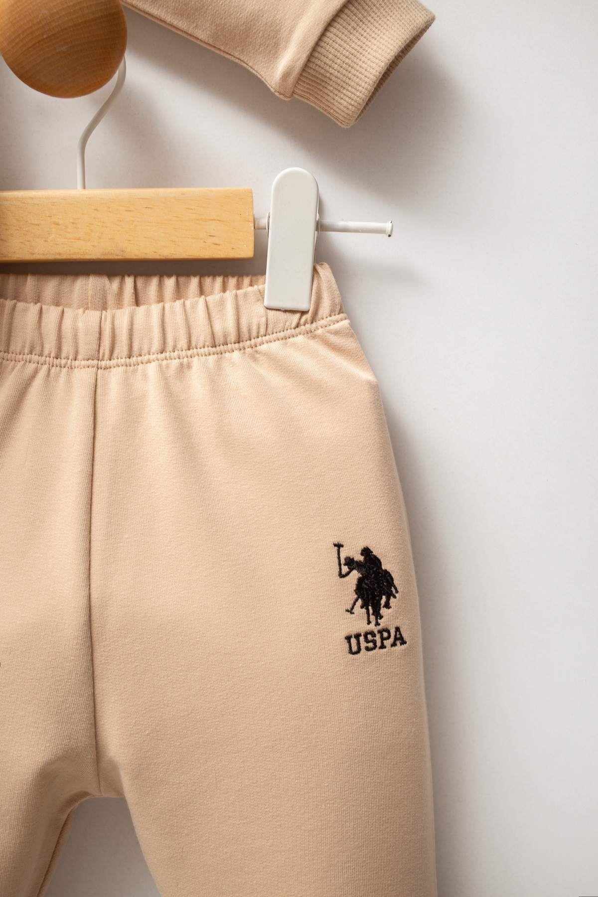 6-36 Ay Lisanslı Us Polo Assn Erkek Bebek Takım-Ekru