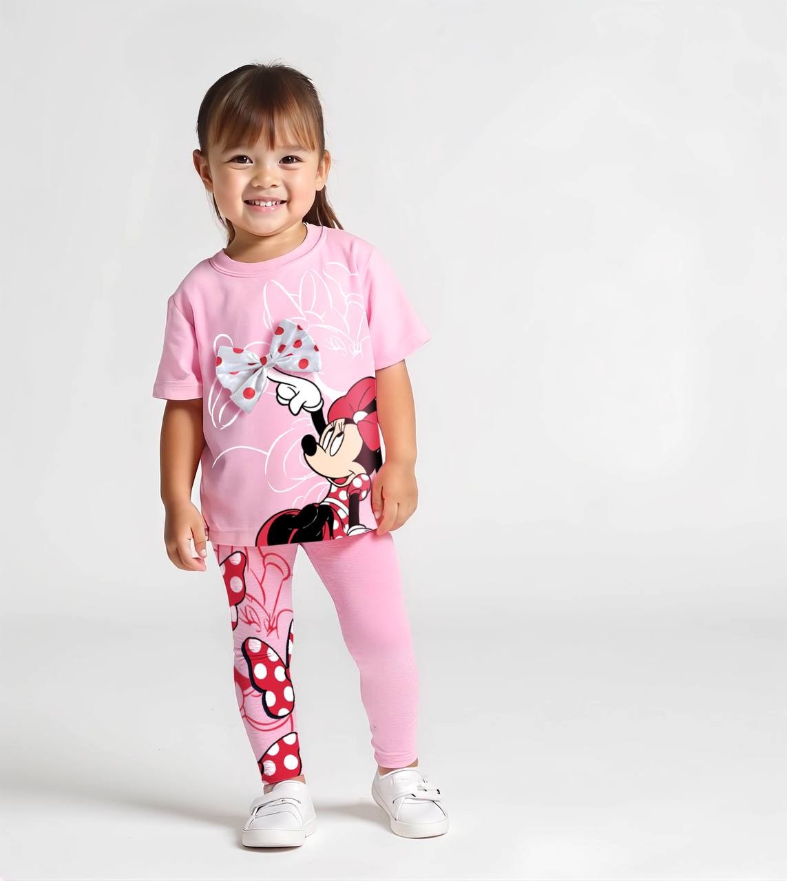 2-8 YAŞ KIZ ÇOCUK PUANTİYE KURDELA MINNIE TAYT TAKIM