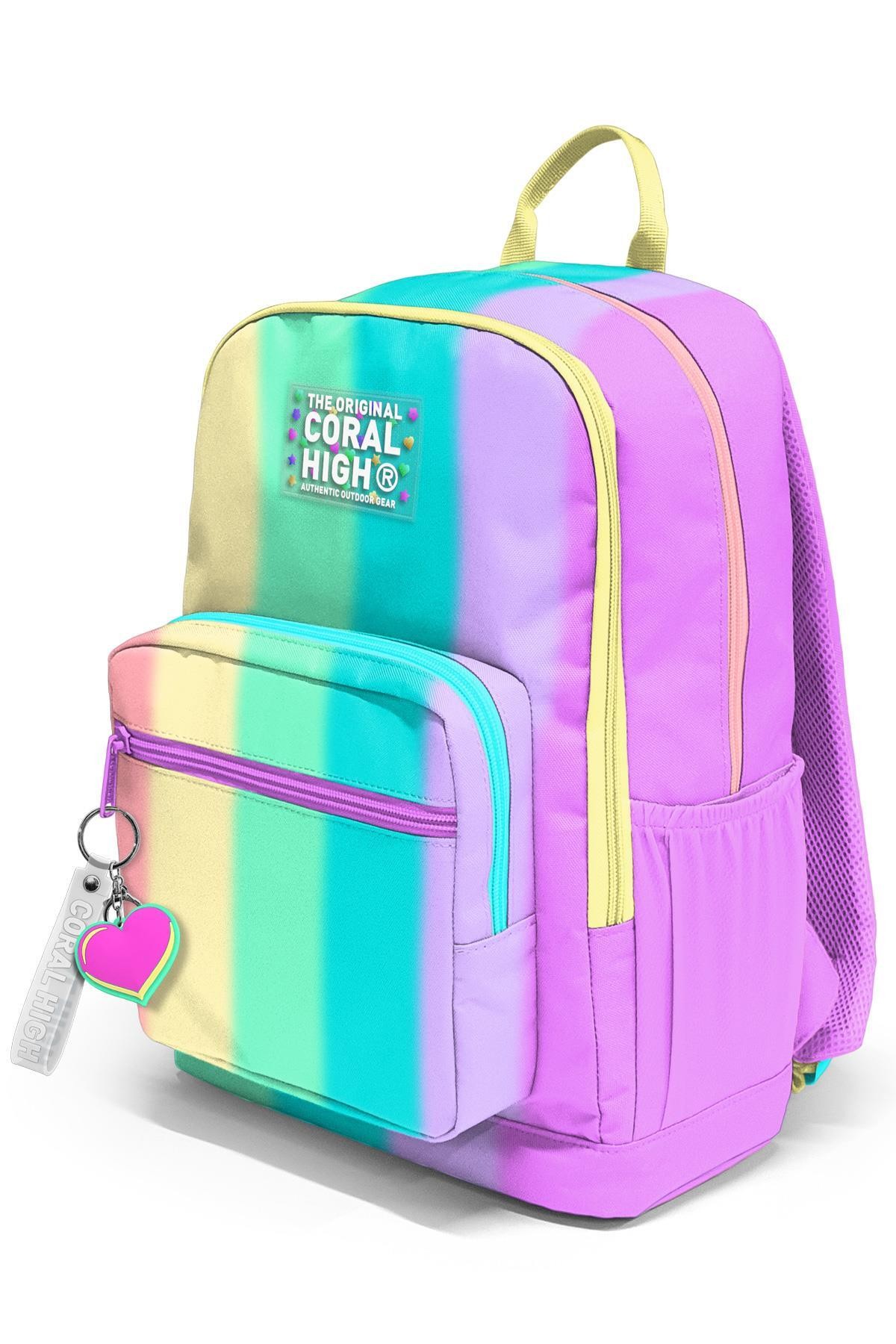 Coral High Renkli Çizgili Desenli Okul Sırt Çantası