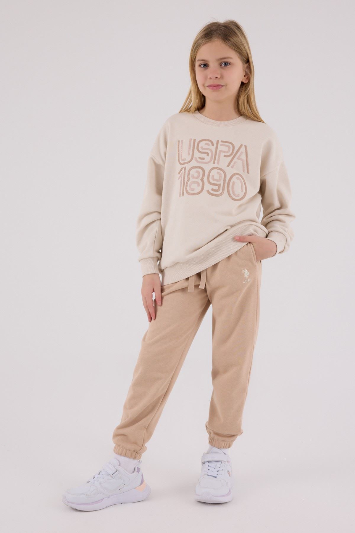 9-15 Yaş Lisanslı Us Polo Assn Kız Çocuk Takım-Latte
