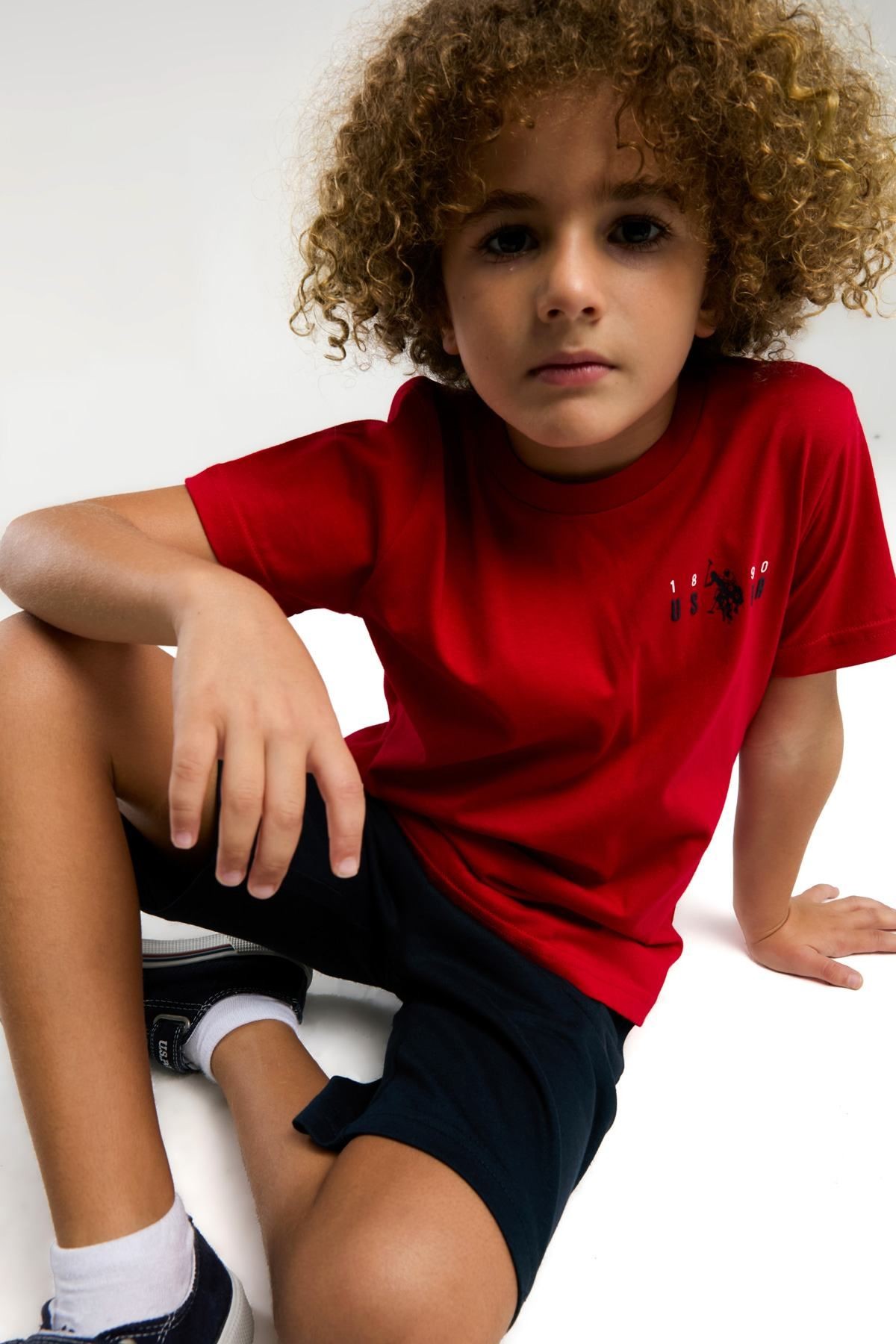 4-8 Yaş Lisanslı Us Polo ASSN Erkek Çocuk Takım-Kırmızı