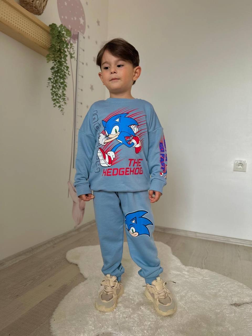 3-10 Yaş Sonic The Hedgehog Baskılı Çocuk Eşofman Takımı – Mavi