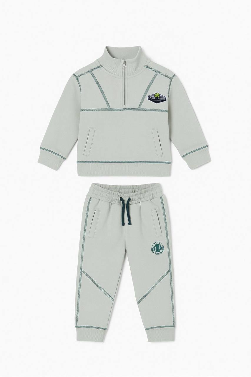 3-10 Yaş Erkek Çocuk Yarım Fermuarlı Spor Eşofman Takımı – Modern Tasarım