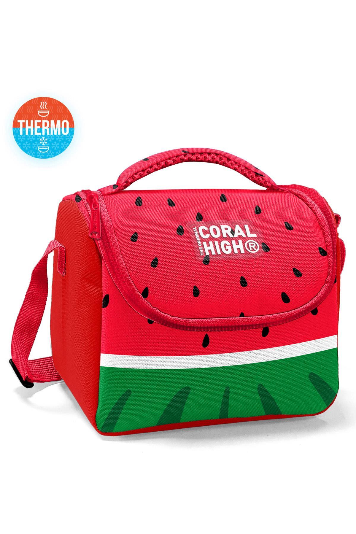 Coral High Kids Kırmızı Yeşil Karpuz Desenli Thermo Beslenme Çantası