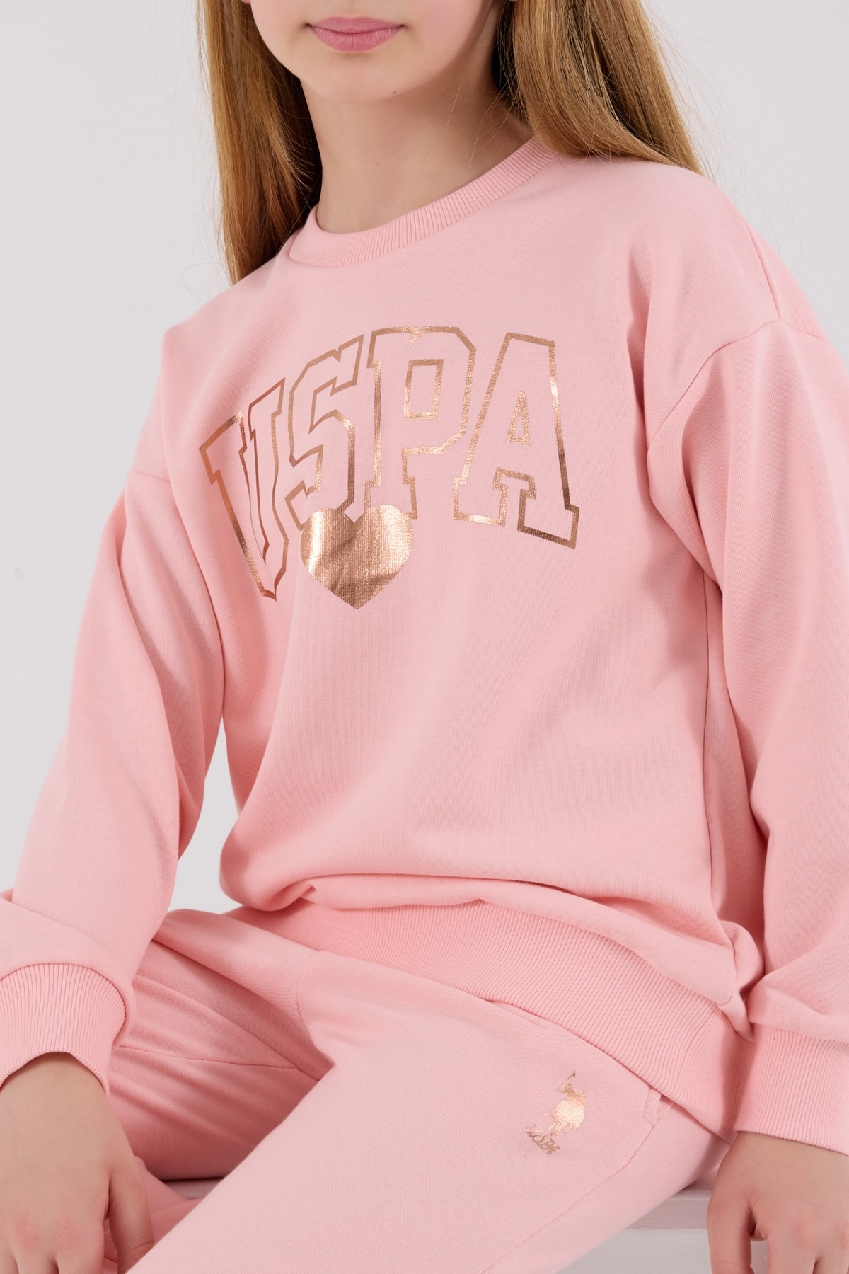 4-15 Yaş Kız Çocuk US Polo Assn Lisanslı Pembe Eşofman Takımı