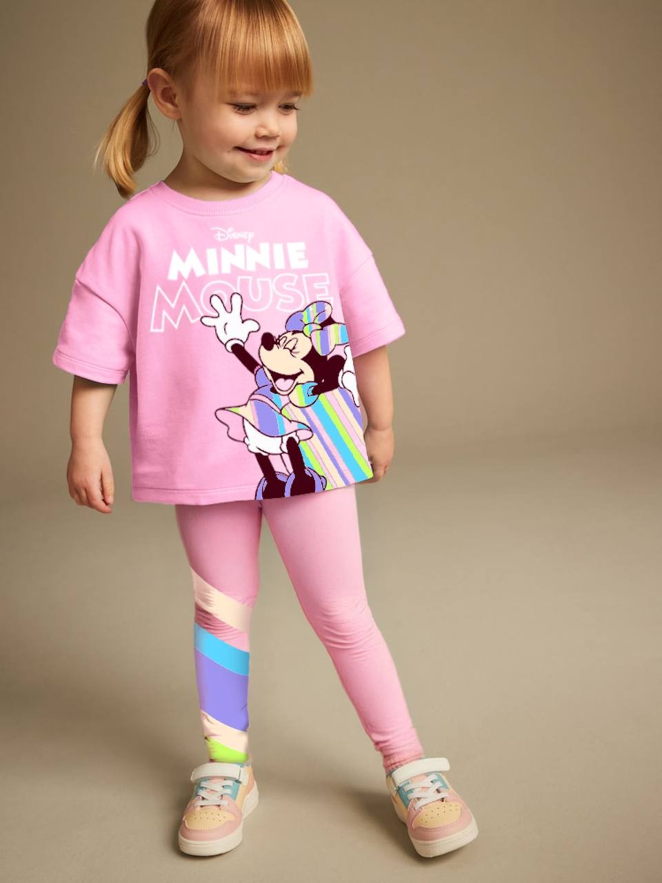 2-8 Yaş Kız Çocuk Minnie Mouse Renkli Baskılı Takım
