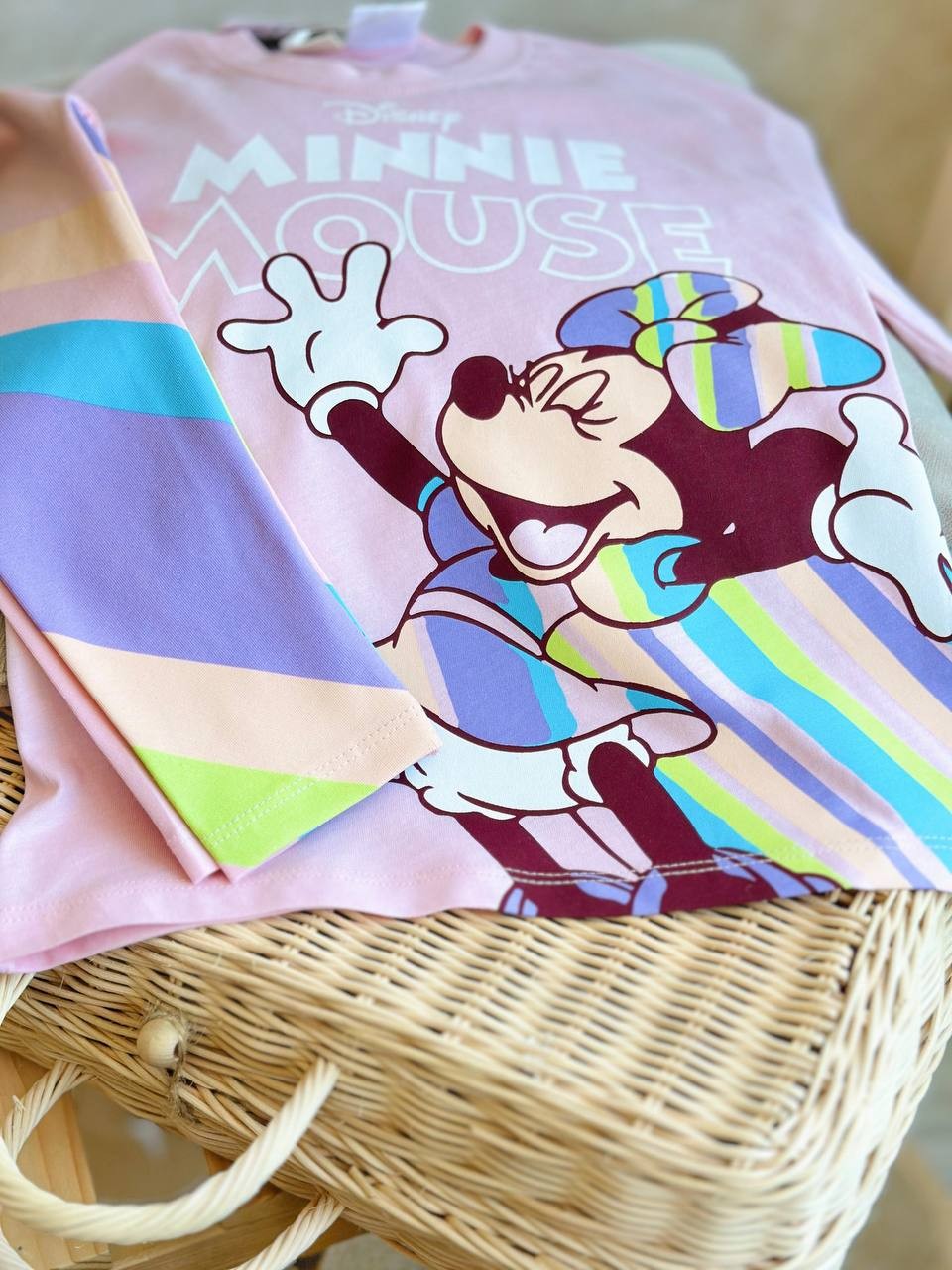 2-8 Yaş Kız Çocuk Minnie Mouse Renkli Baskılı Takım