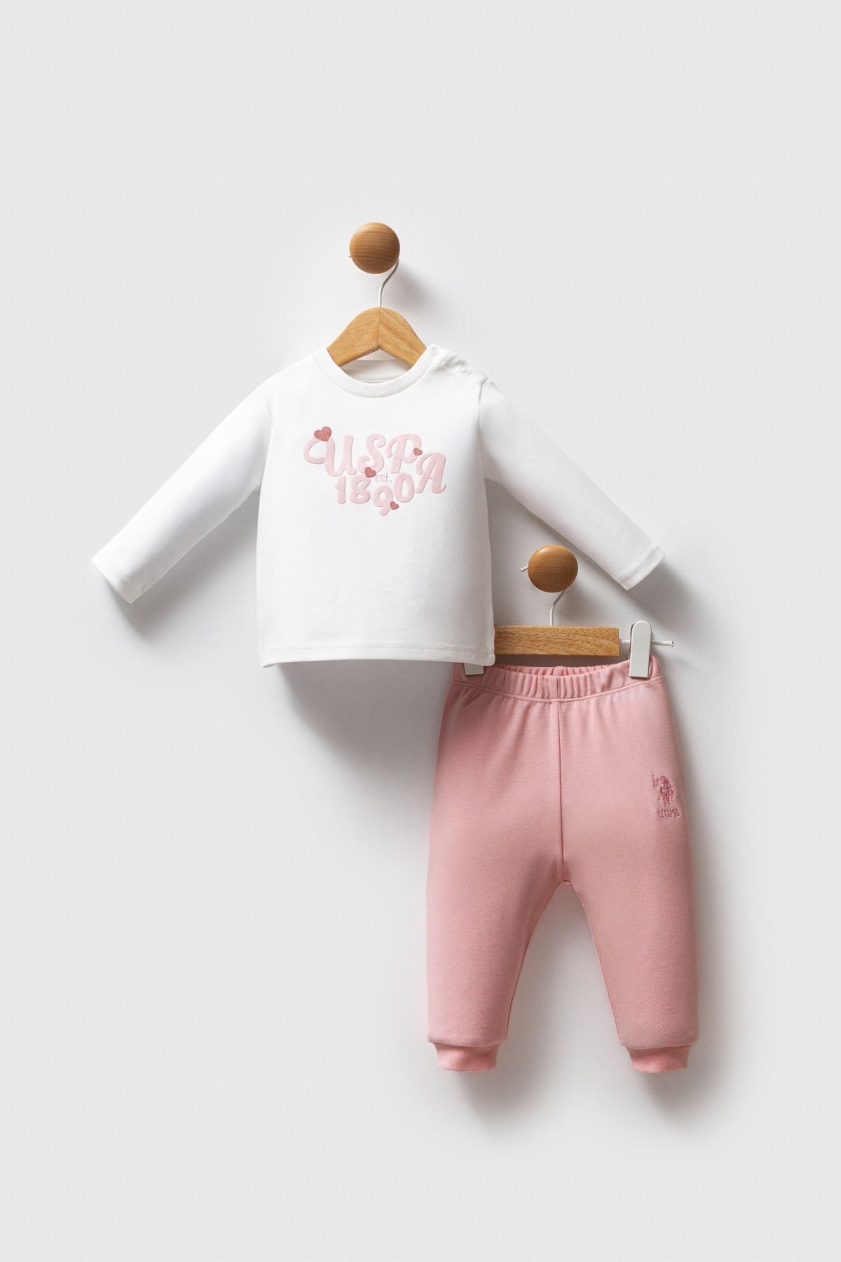 6-36 Ay Lisanslı Us Polo Assn Kız Bebek 3'Lü Takım-Pembe