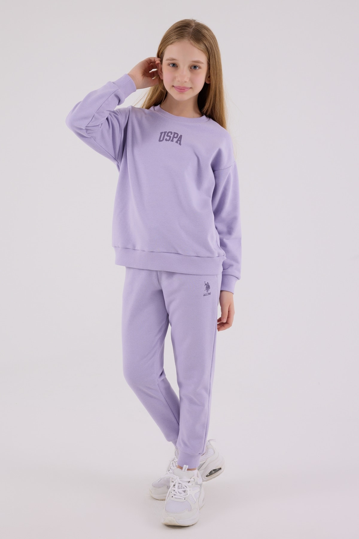 4-8 Yaş Kız Çocuk US Polo Assn Lisanslı Lila Eşofman Takımı
