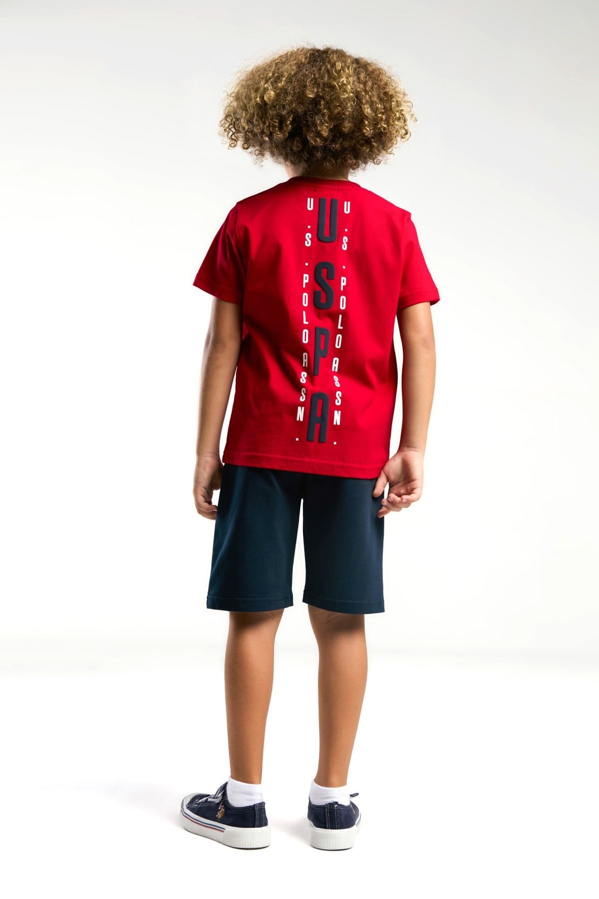 4-8 Yaş Lisanslı Us Polo ASSN Erkek Çocuk Takım-Kırmızı