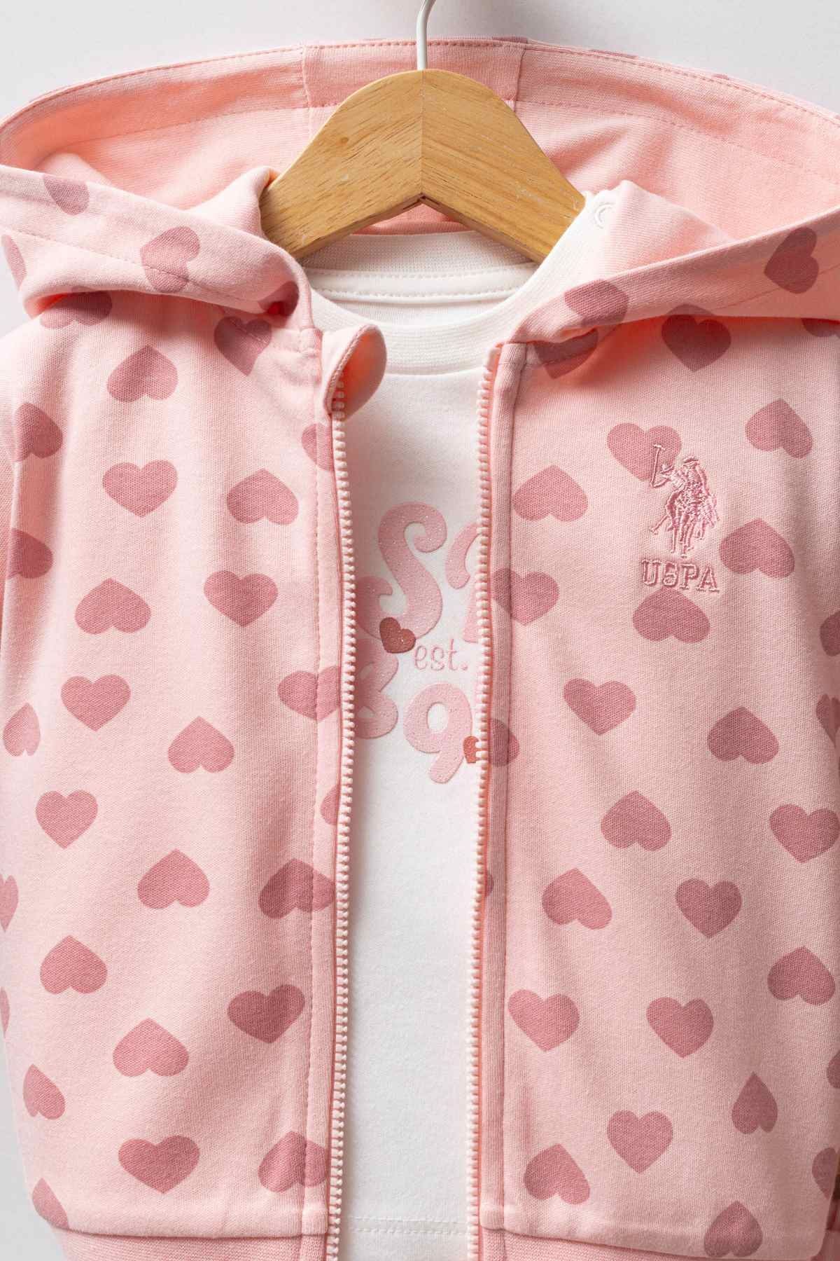6-36 Ay Lisanslı Us Polo Assn Kız Bebek 3'Lü Takım-Pembe