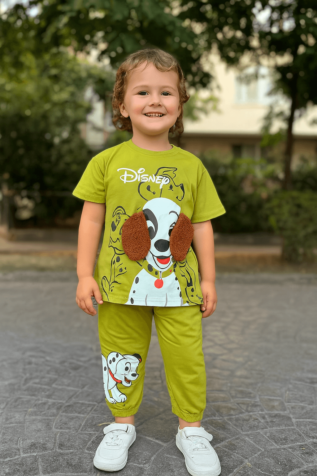 2-8 YAŞ ERKEK ÇOCUK KULAKLI KÖPEK BASKLILI TSHİRT TAKIM