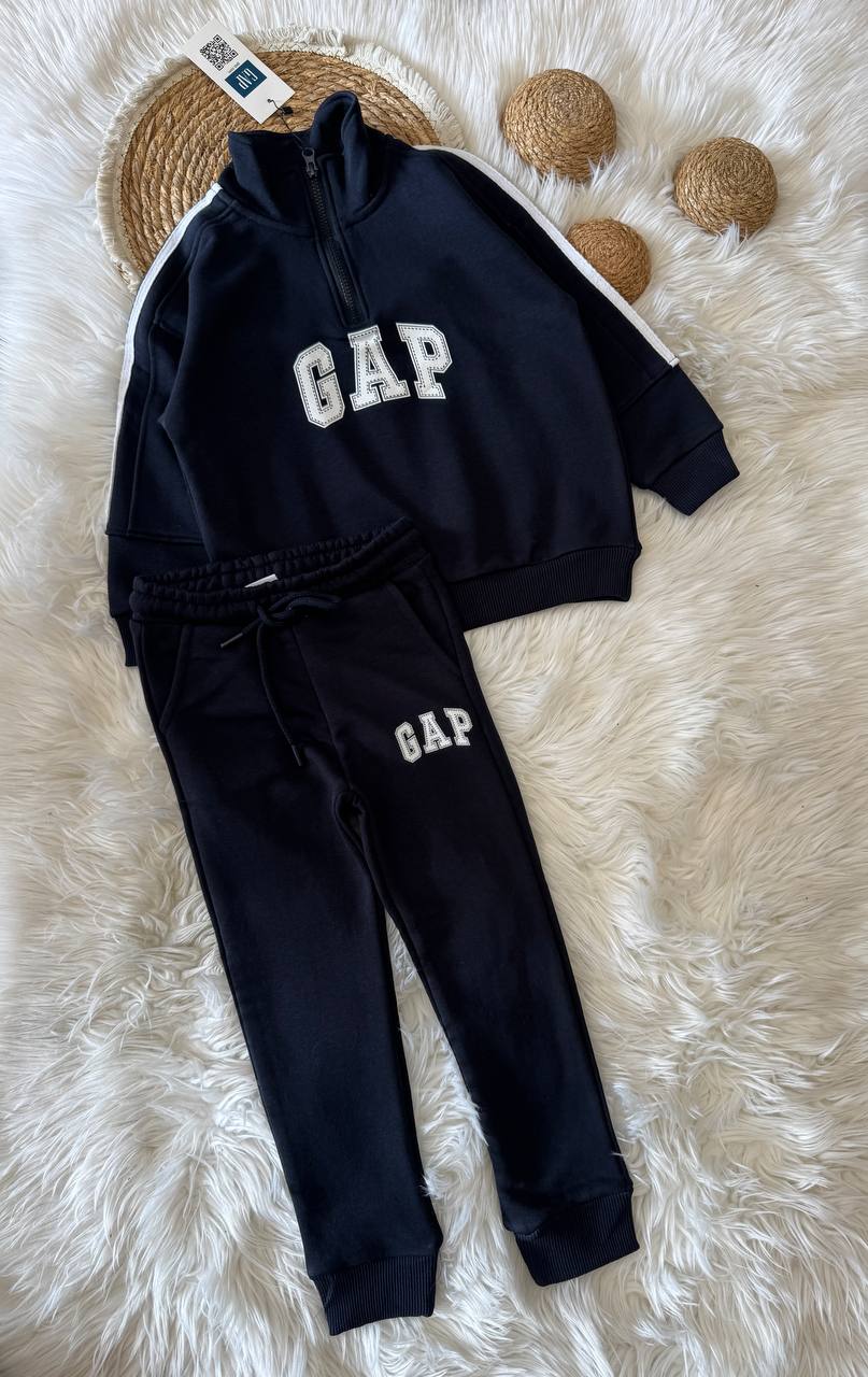 2-10 Yaş Unisex Yarım Fermuarlı GAP Baskılı Eşofman Takımı