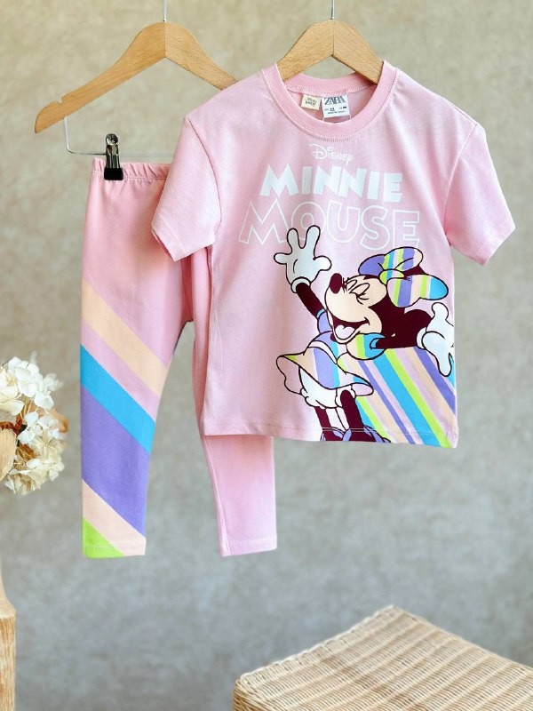 2-8 Yaş Kız Çocuk Minnie Mouse Renkli Baskılı Takım