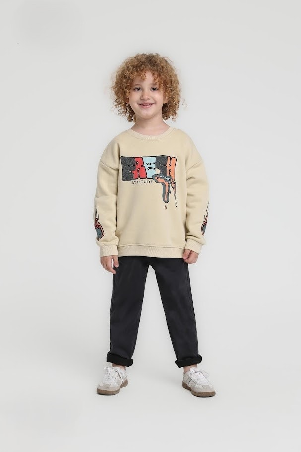 1-5 Yaş Erkek Çocuk Baskılı Sweatshirt ve Pantolon Takım