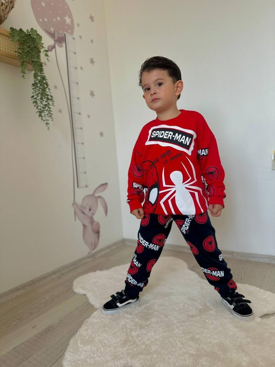 3-10 Yaş Erkek Çocuk Spider-Man Eşofman Takımı - Kırmızı Siyah