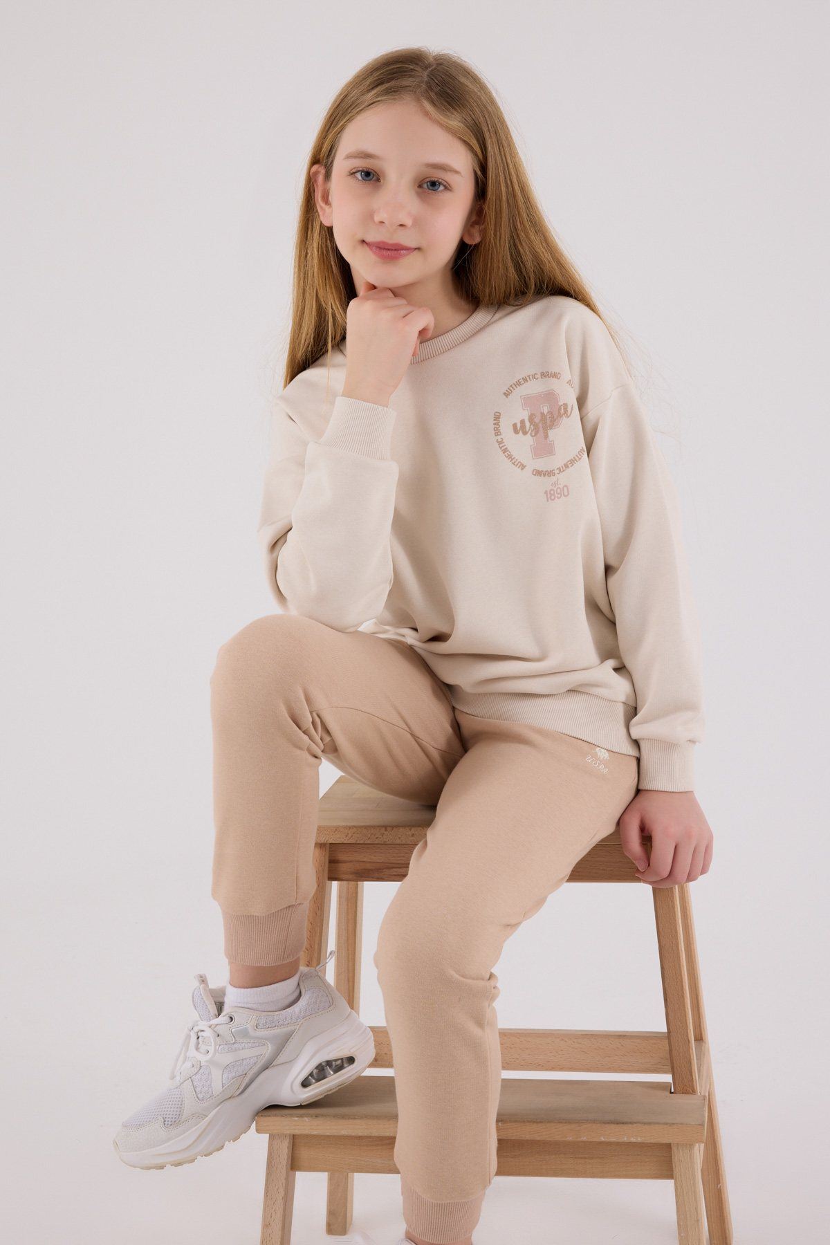 4-15 Yaş Lisanslı Us Polo Assn Kız Çocuk Takım-Latte