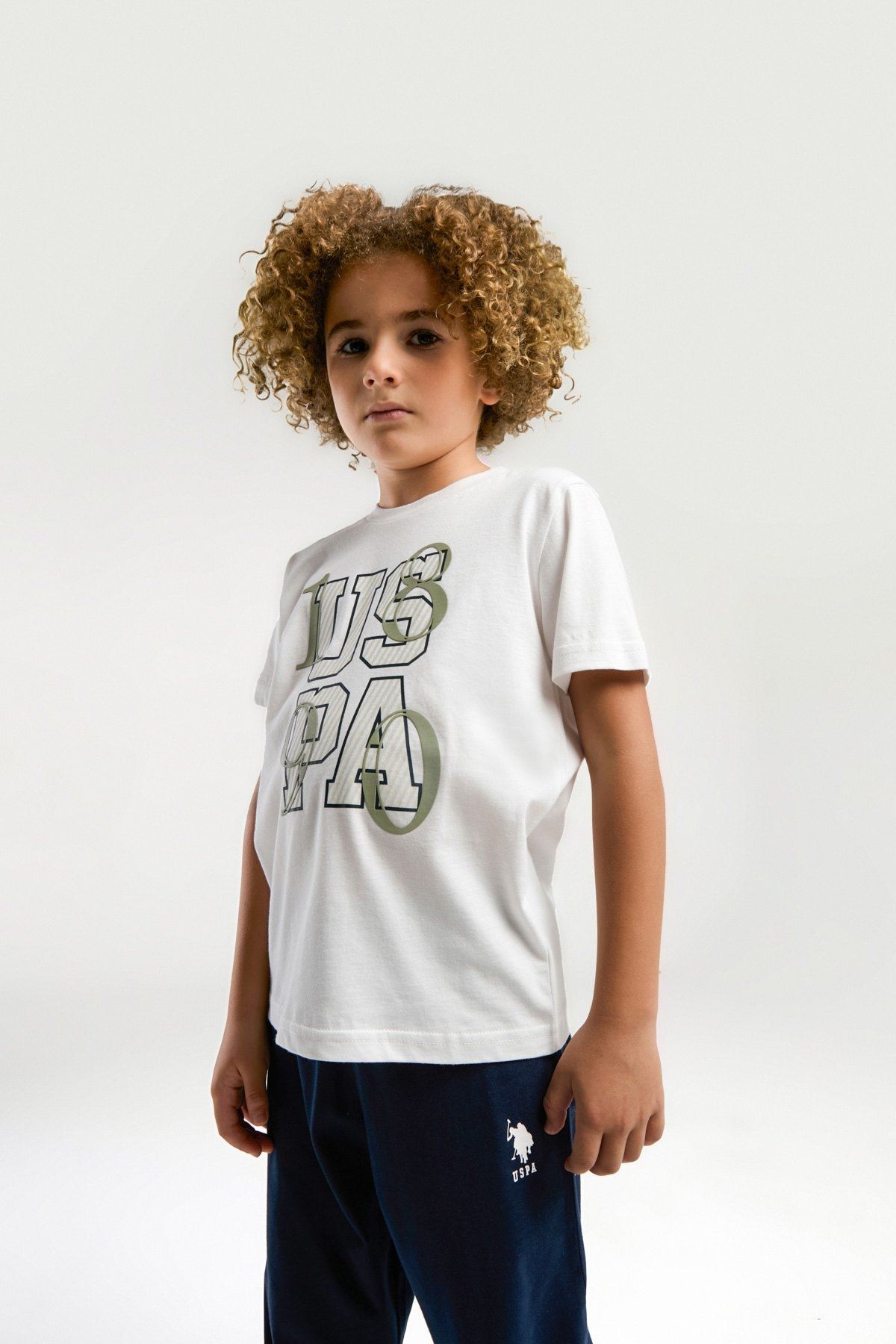 4-15 Yaş Lisanslı Us Polo ASSN Erkek Çocuk Takım-Beyaz