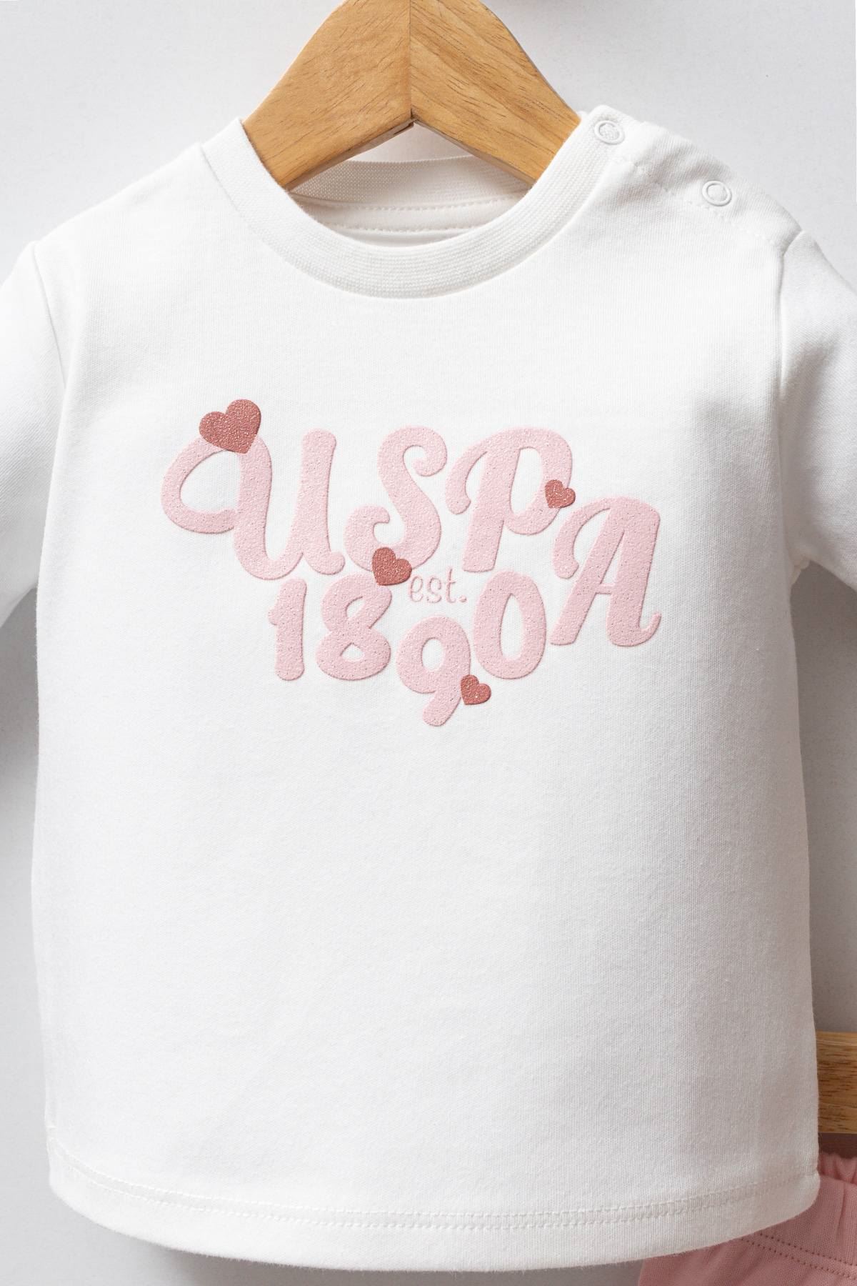 6-36 Ay Lisanslı Us Polo Assn Kız Bebek 3'Lü Takım-Pembe