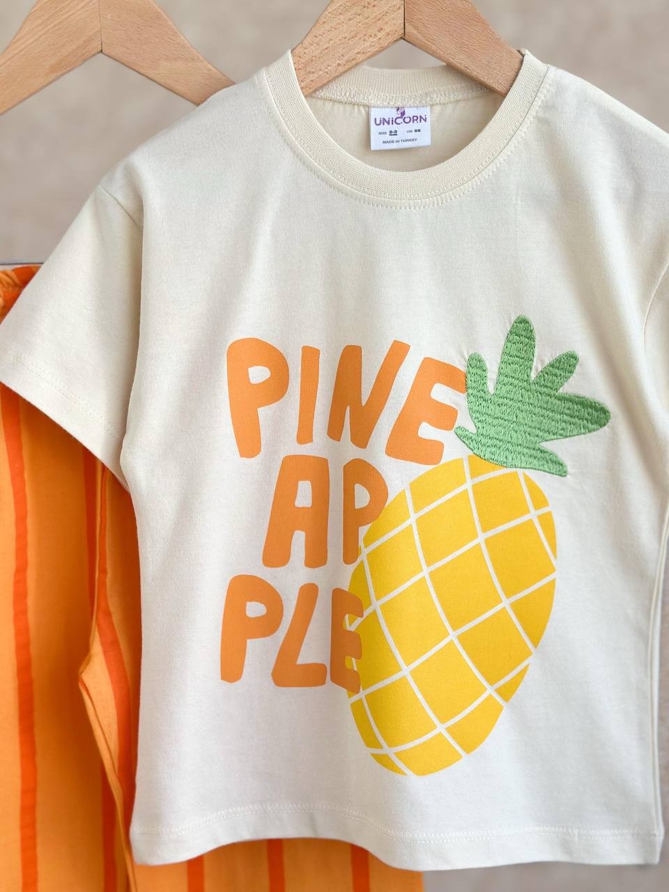 2-8 Yaş Ananas Baskılı Kız Çocuk Takım