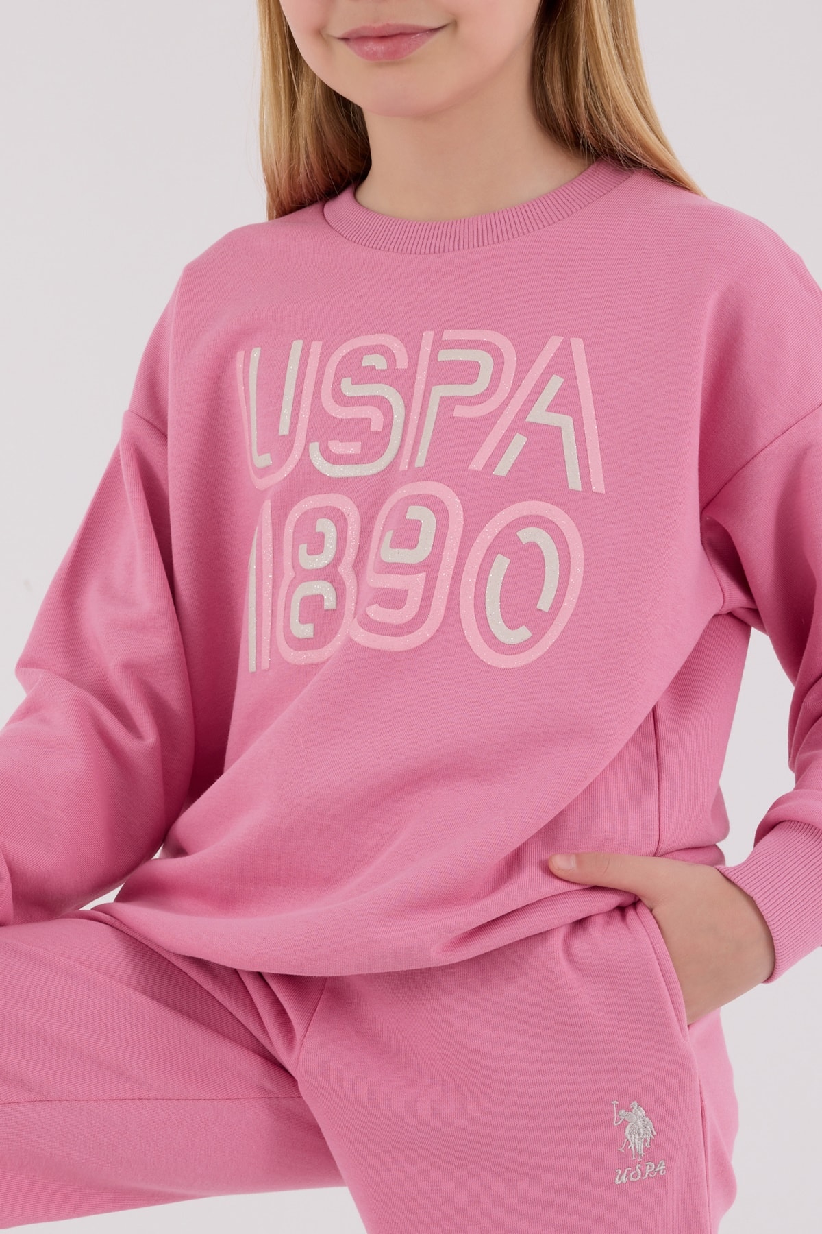 4-15 Yaş Kız Çocuk US Polo Assn Lisanslı Pembe Eşofman Takımı