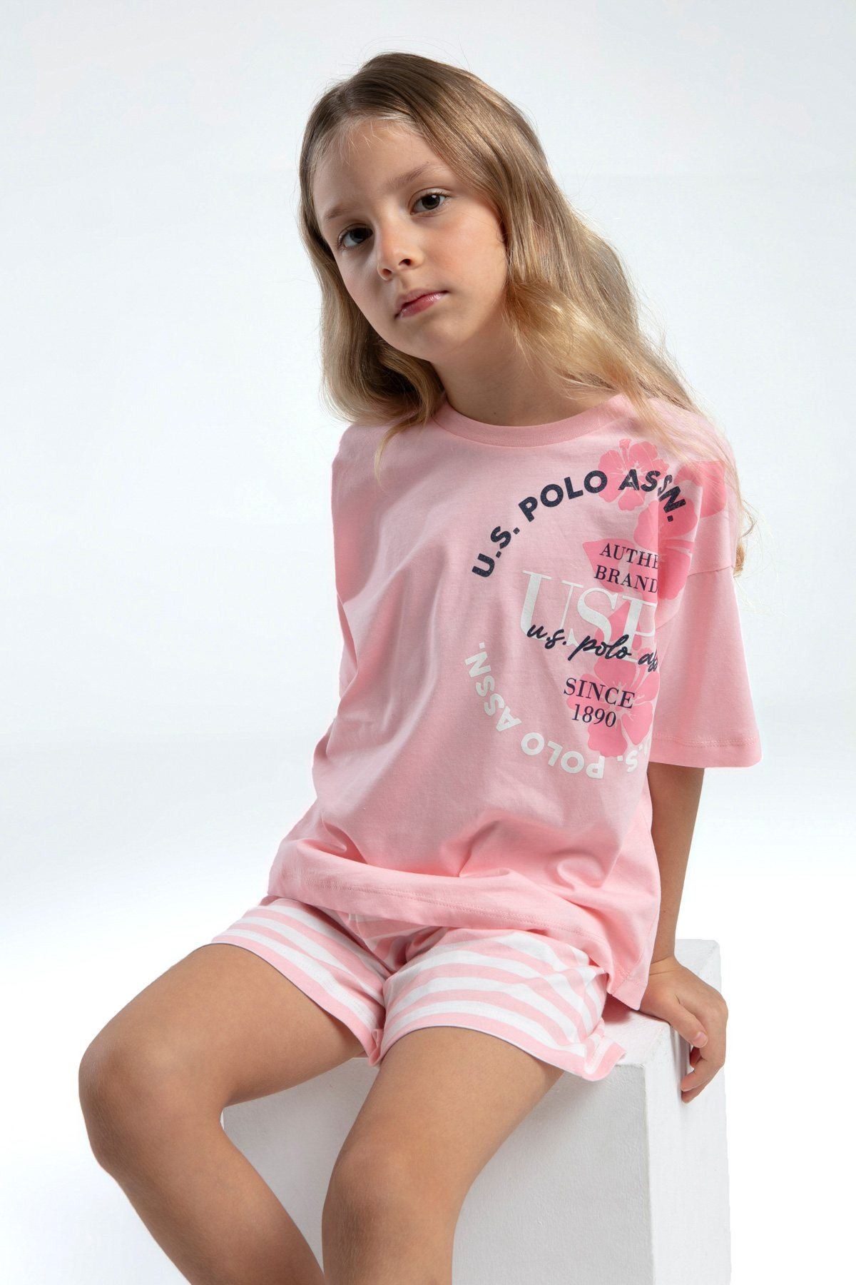 4-15 Yaş Lisanslı Us Polo Assn Kız Çocuk Takım-Pembe 2073