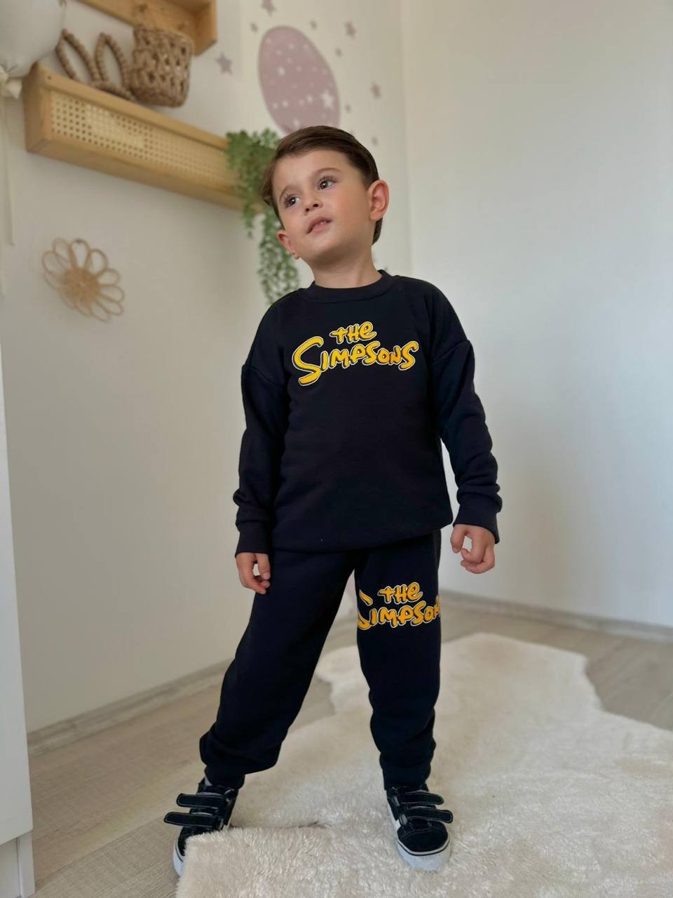 3-10 Yaş Erkek Çocuk The Simpsons Baskılı Siyah Eşofman Takımı