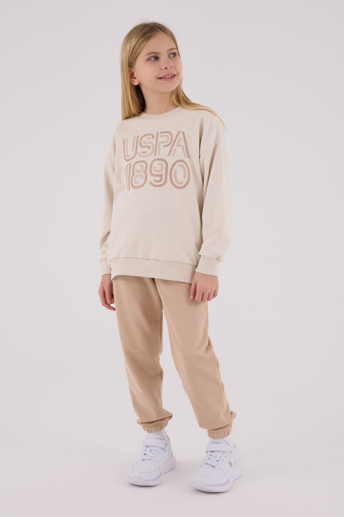 9-15 Yaş Lisanslı Us Polo Assn Kız Çocuk Takım-Latte