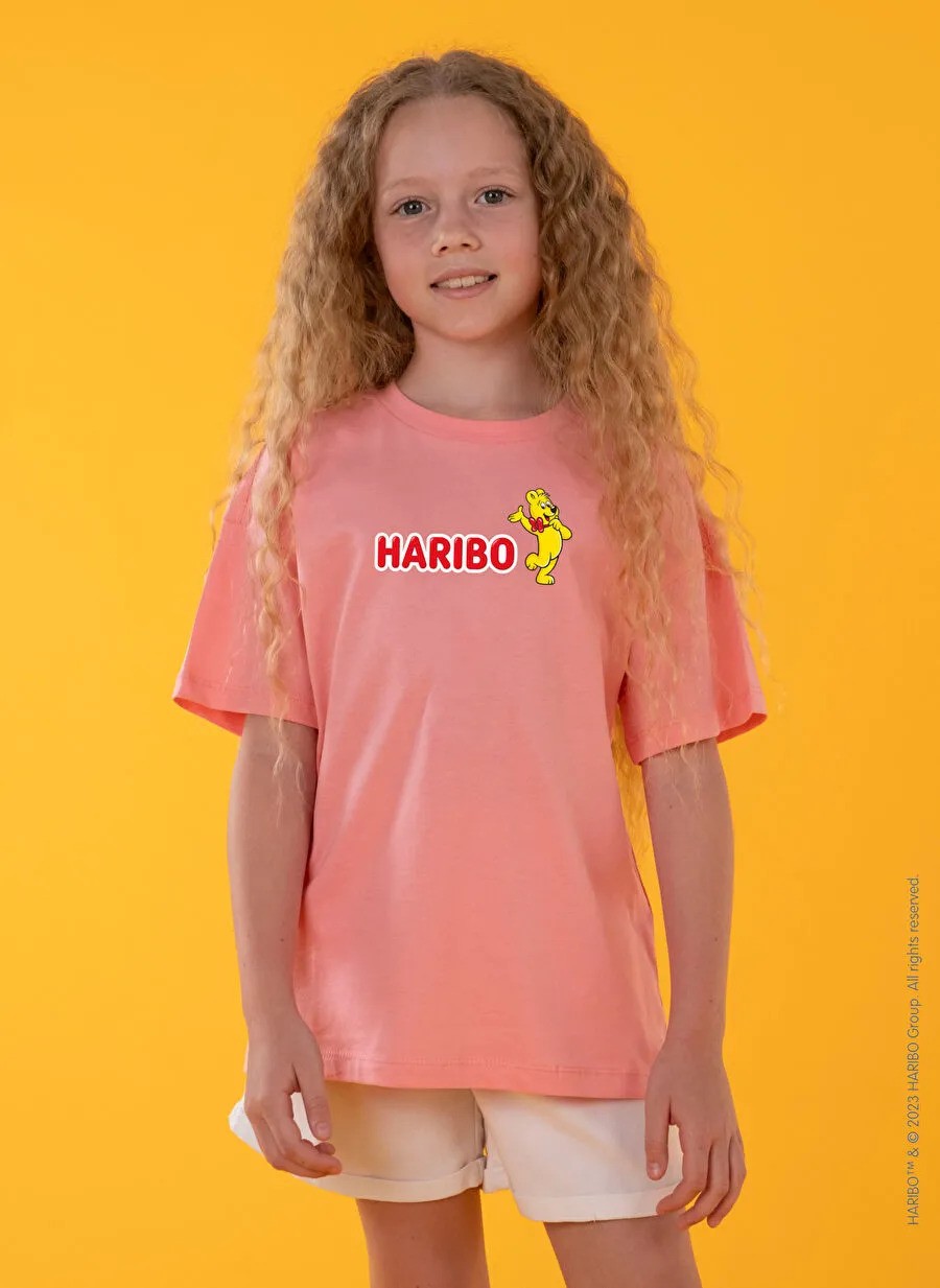 3-12 YAŞ KIZ ÇOCUK HARİBO LİSANSLI T-SHİRT - PEMBE
