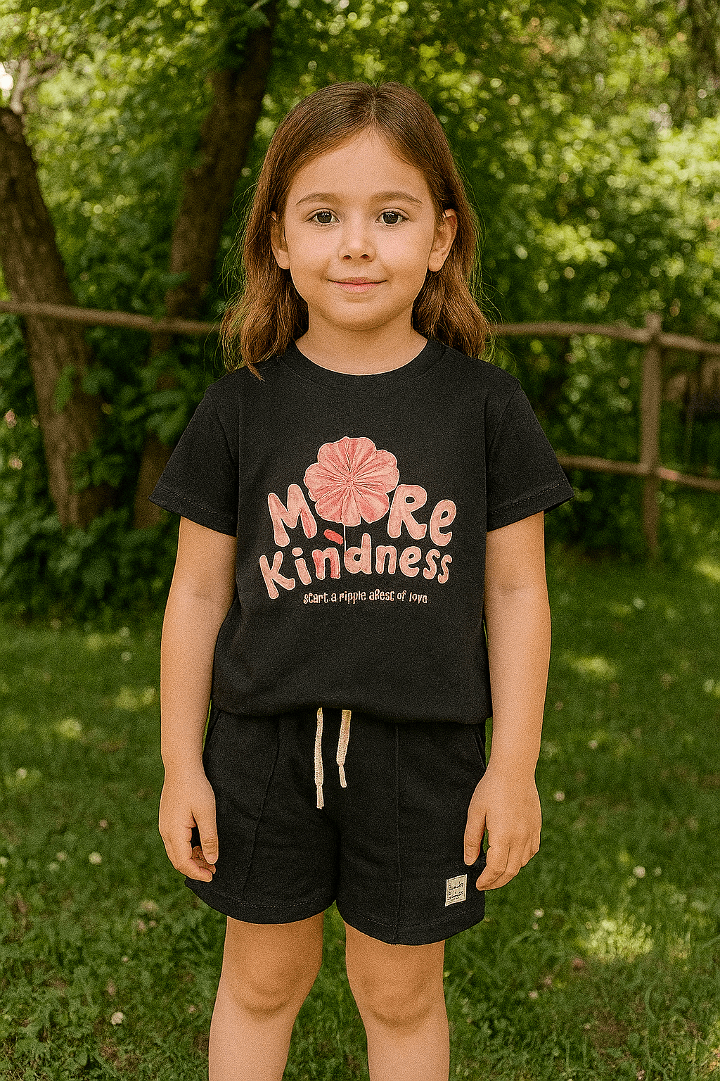 4-8 YAŞ MORE KINDNESS ŞORT TAKIM - SİYAH