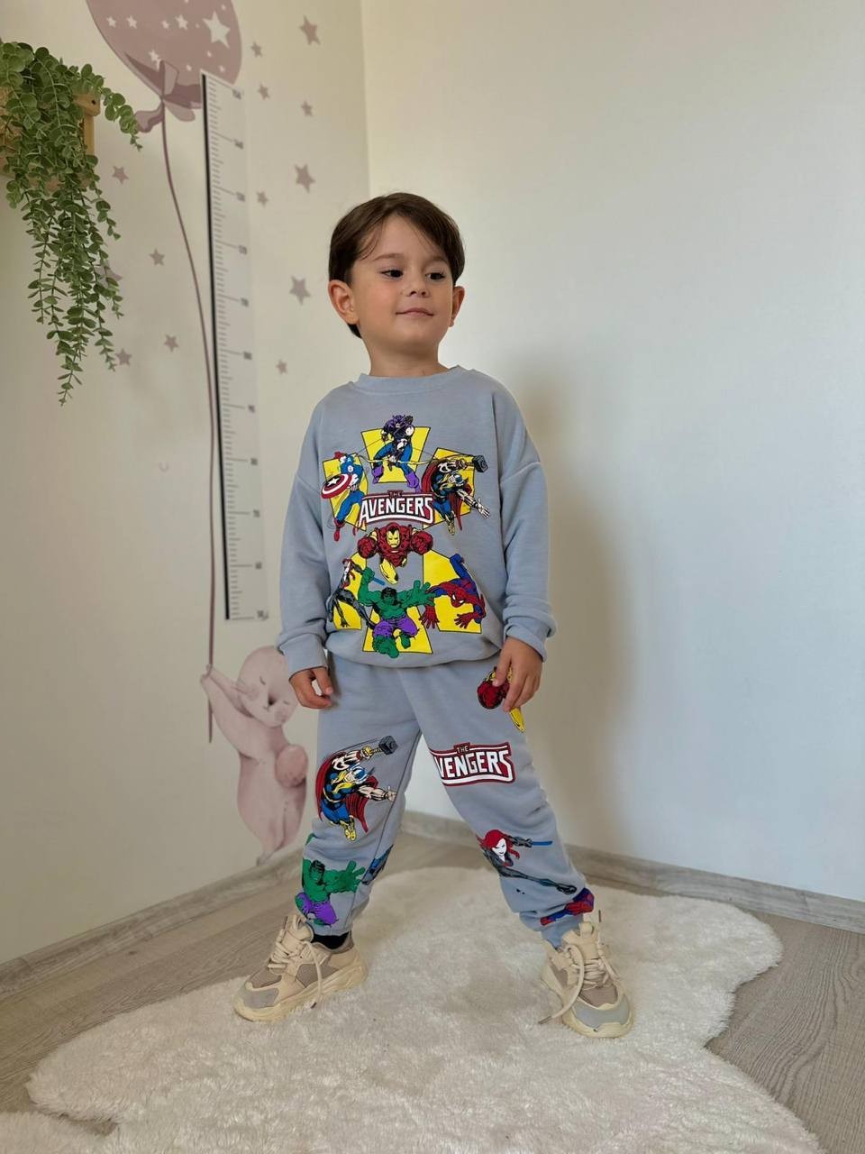 3-10 Yaş Erkek Çocuk Avengers Baskılı Gri Eşofman Takımı