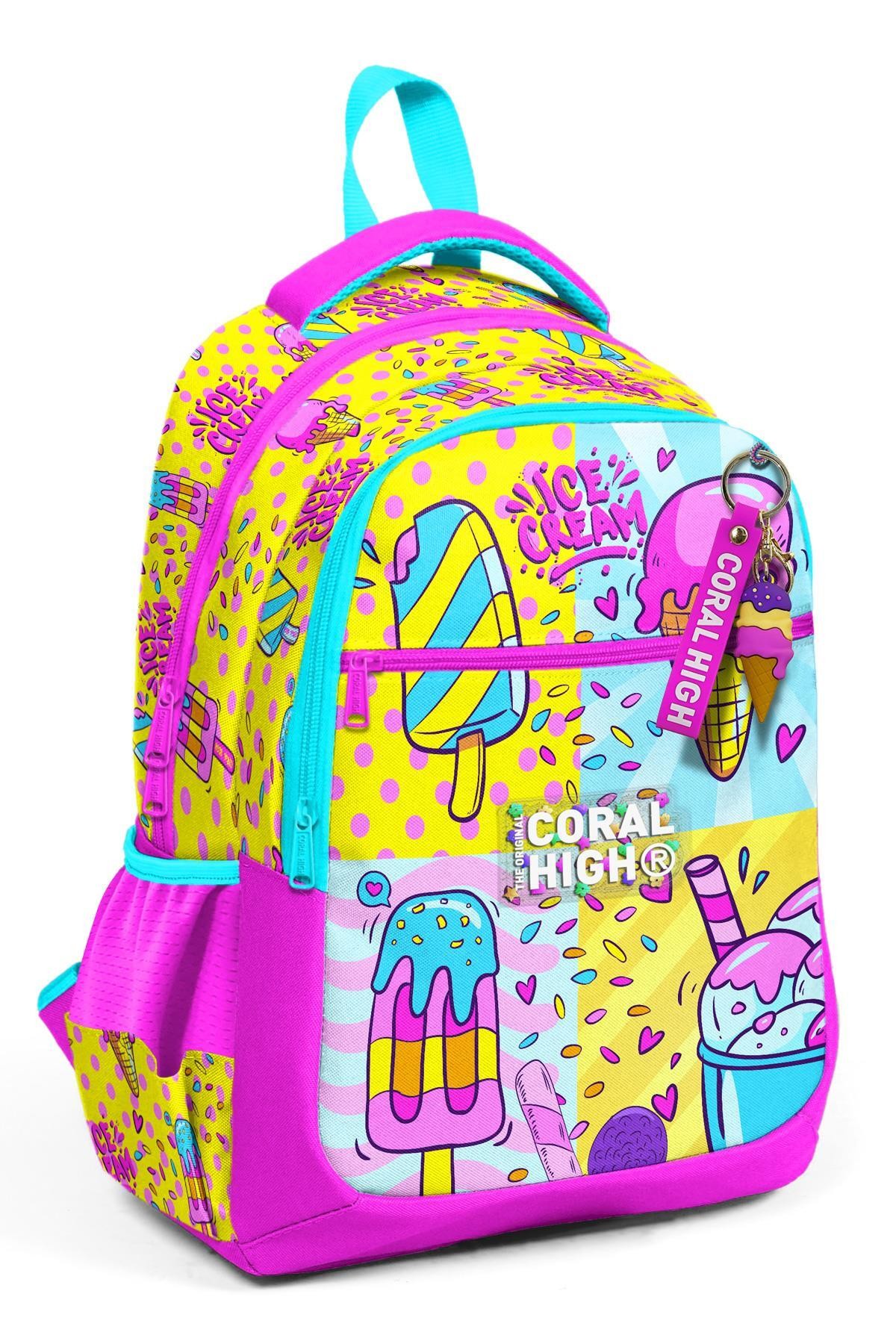 Coral High Kids Mixed Dondurma Desenli Üç Bölmeli Okul Sırt Çantası 