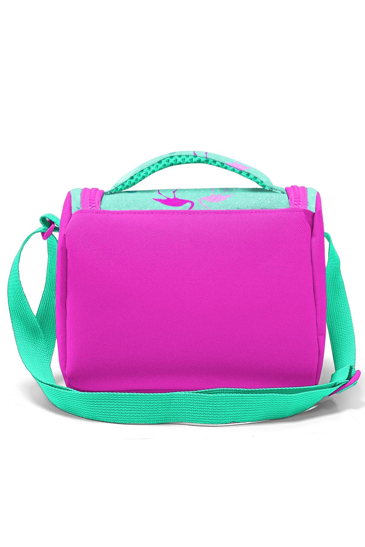 Coral High Kids Su Yeşili Neon Pembe Flamingo Desenli Thermo Beslenme Çantası 