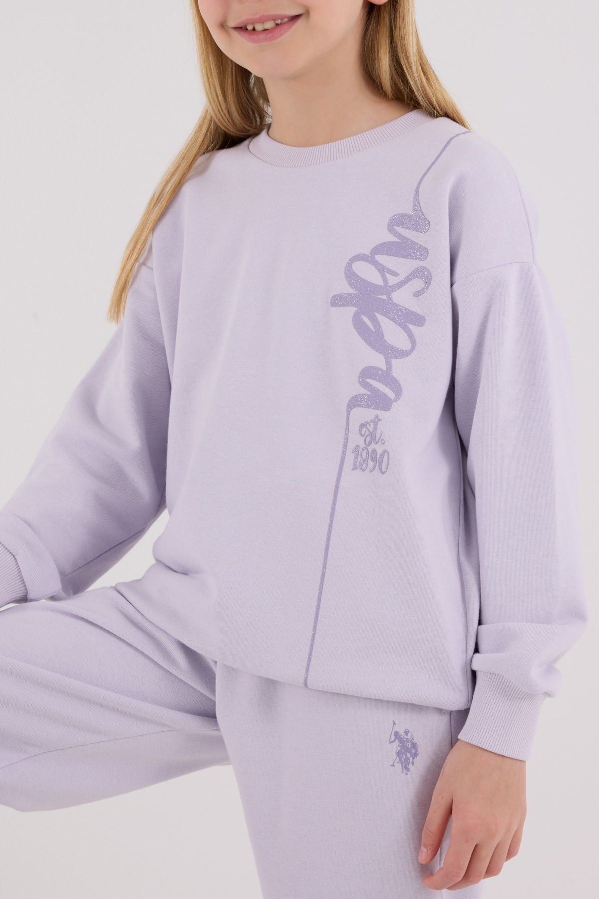 4-15 Yaş Kız Çocuk US Polo Assn Lisanslı Lila Eşofman Takımı