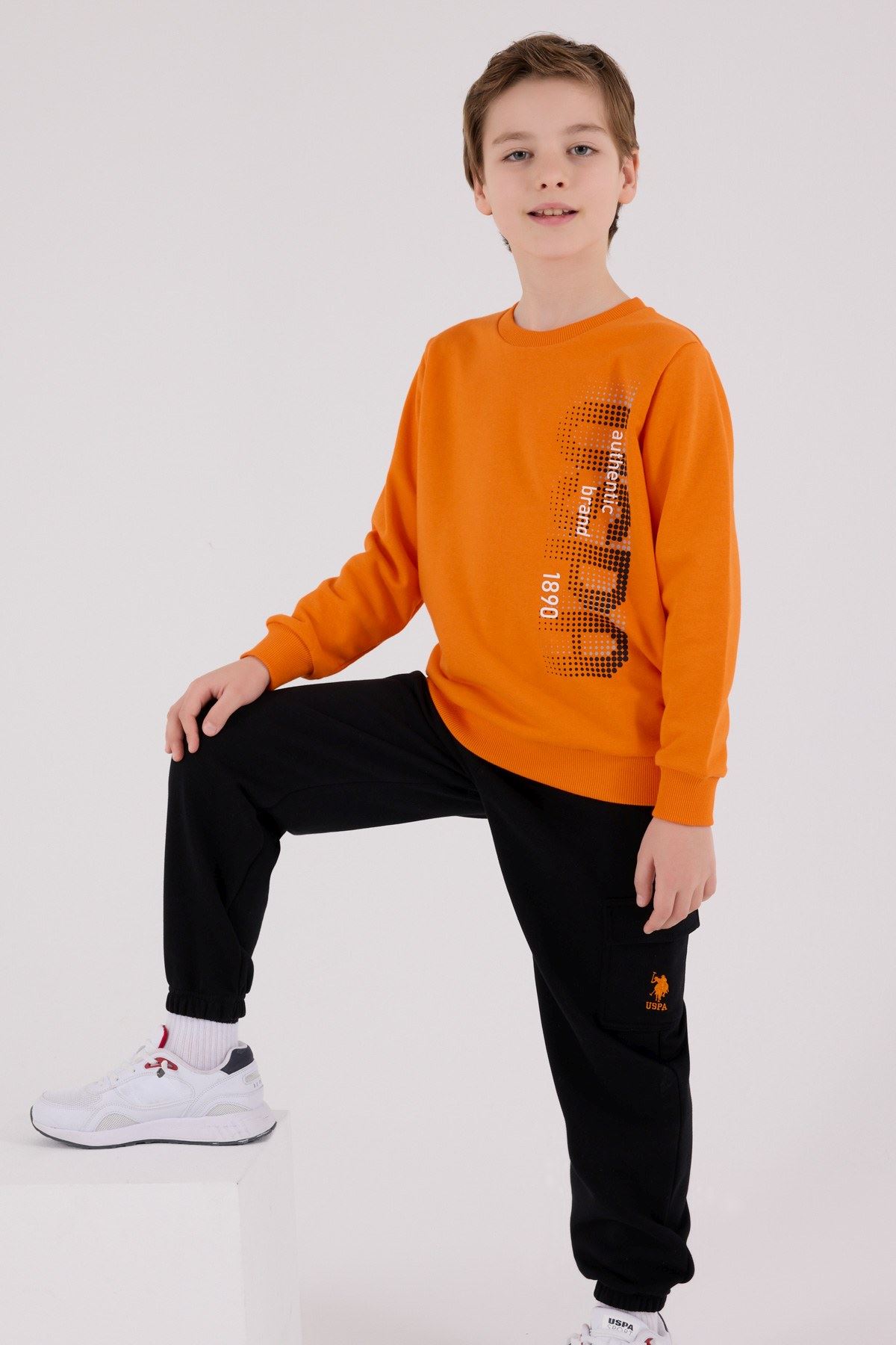 4-8Yaş Lisanslı Us Polo Assn Erkek Çocuk Takım-Oranj