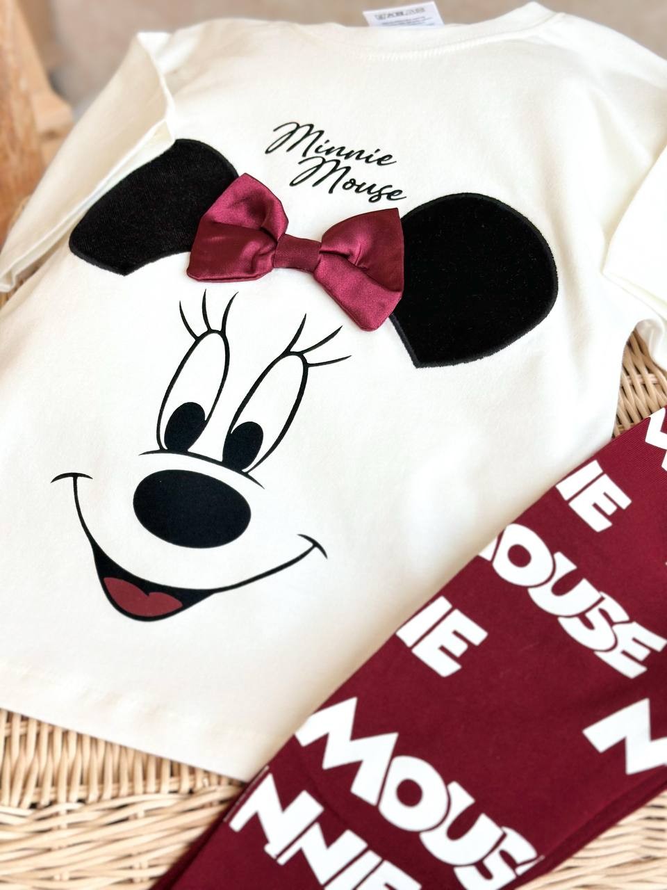 2-8 Yaş  Kız Çocuk Minnie Mouse Baskılı Tişört & Tayt Takım
