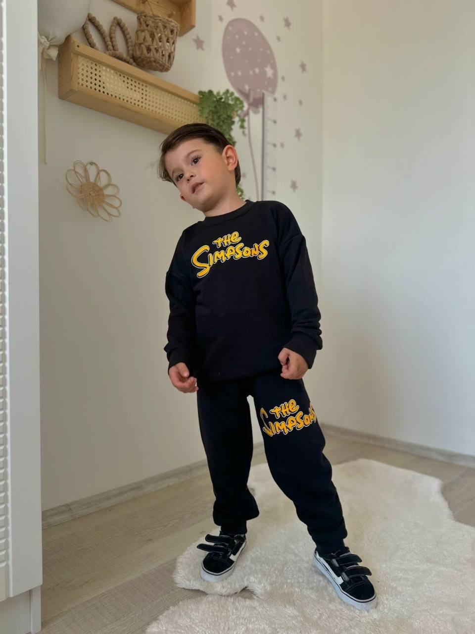 3-10 Yaş Erkek Çocuk The Simpsons Baskılı Siyah Eşofman Takımı