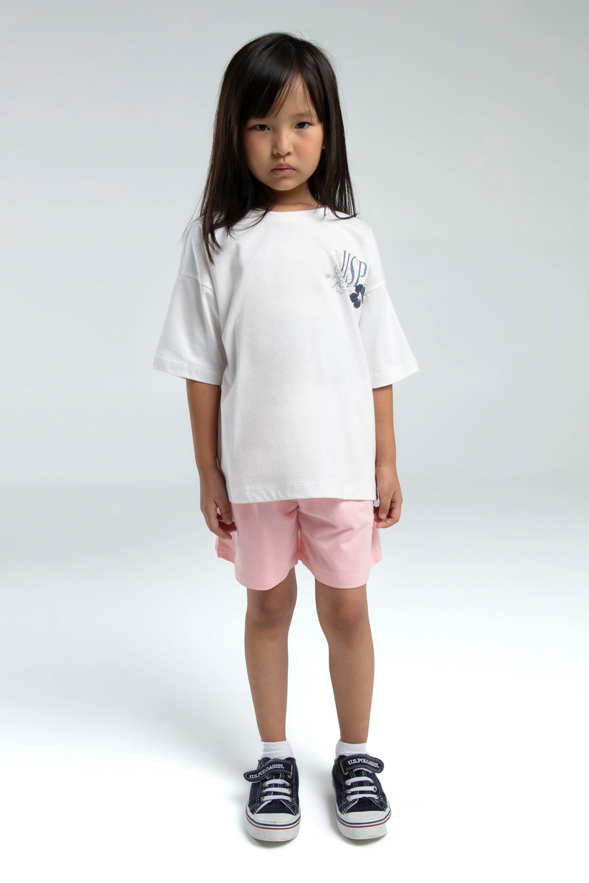 9-15 Yaş Lisanslı Us Polo ASSN Kız Çocuk Takım-Beyaz