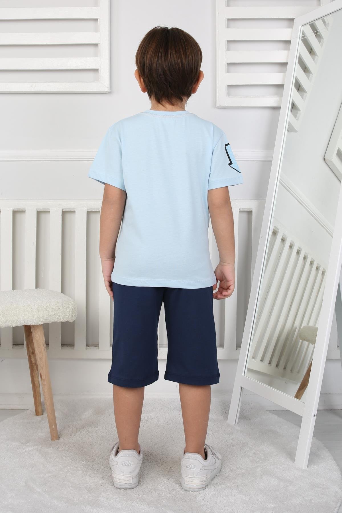 3-12 YAŞ ERKEK ÇOCUK VIBES BASKILI ŞORTŞU SÜPREM PİJAMA TAKIM